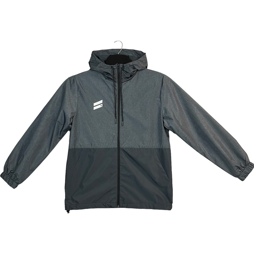 Hurley Exist Men's Full Zip‎ Windbreaker Size M Gray Reflective Water Resistant